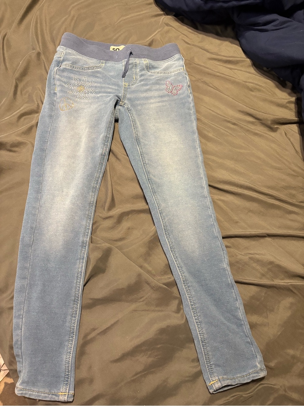 SO Girls' Light Blue Pull-On Skinny Jeans size 8